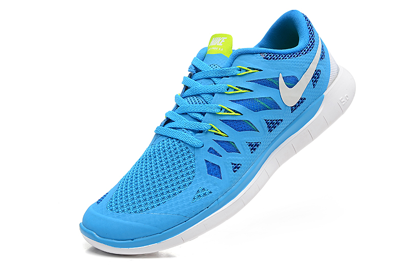 Nouveau Nike Free 5.0 plus les hommes bleus de chaussures de course blanches (2)